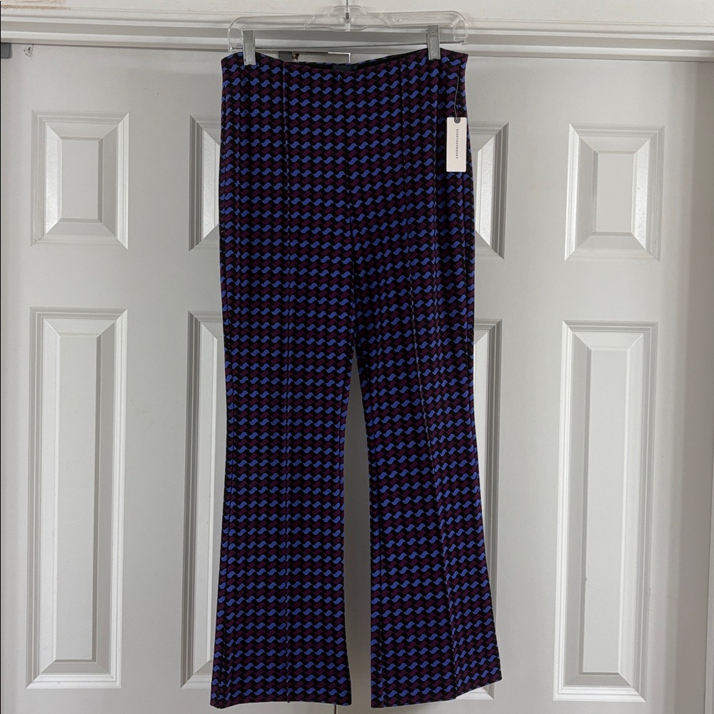 NWT! Anthropologie Maeve Margot Kick Flare Pant. Cute Geometric Print. Sz S.